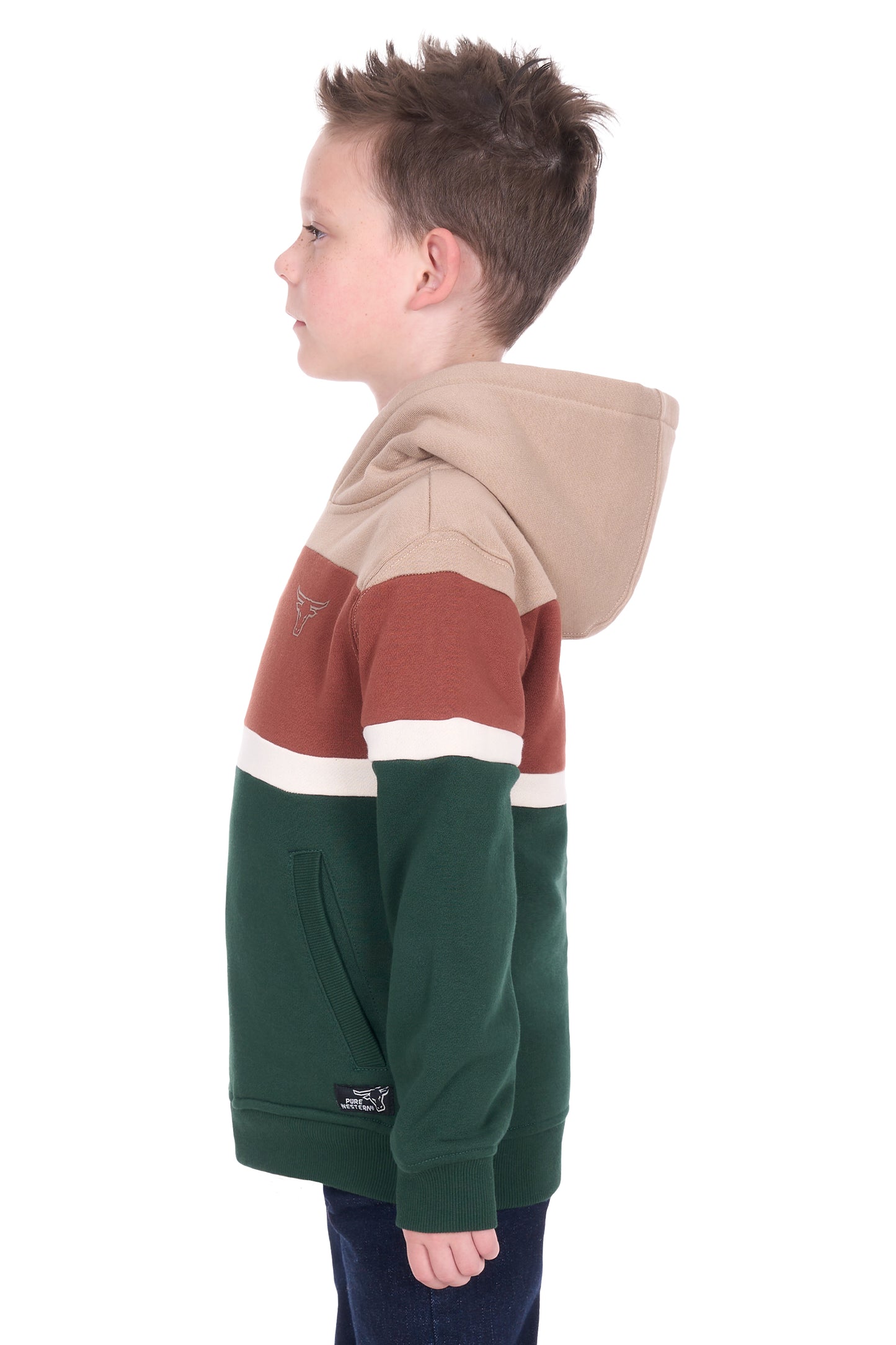 Pure Western Boy's Harry Hoodie - Green/Multi