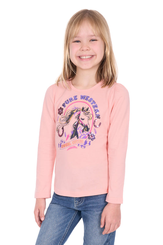 Pure Western Girls Danica L/S Tee - Peach
