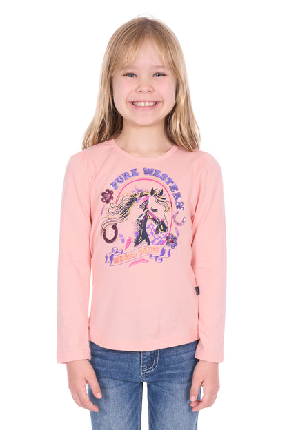Pure Western Girls Danica L/S Tee - Peach