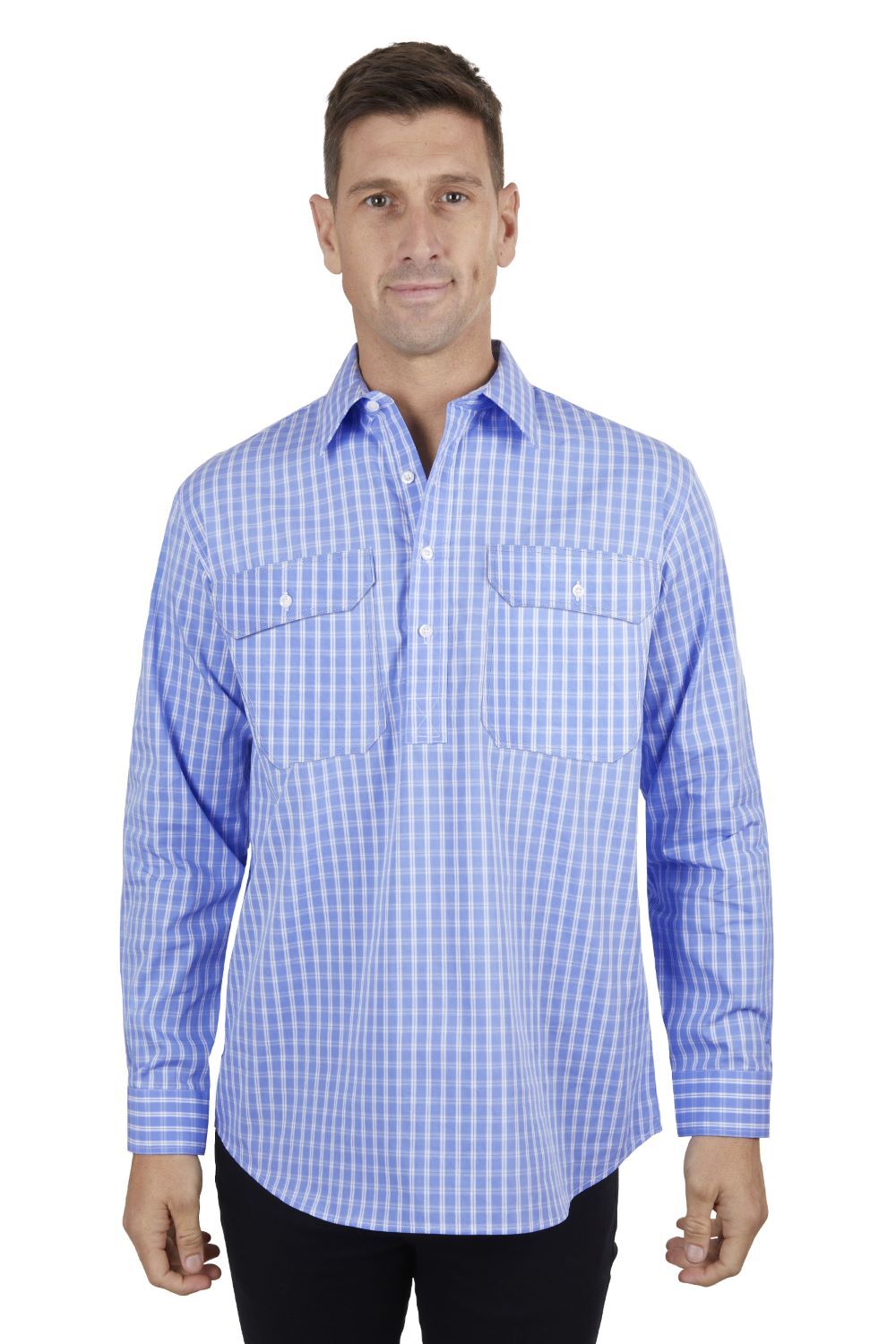 Hard Slog Mens Ron 1/2 Button L/S Shirt