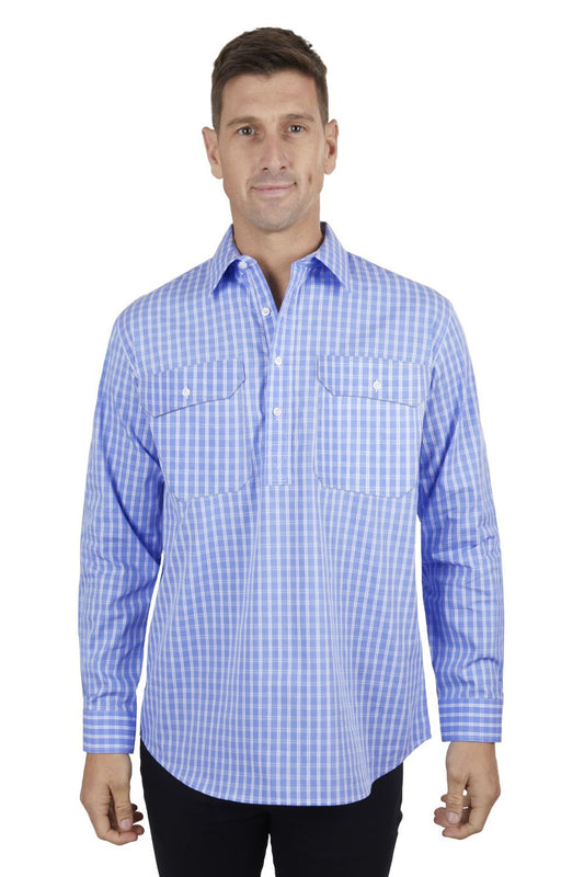 Hard Slog Mens Ron 1/2 Button L/S Shirt