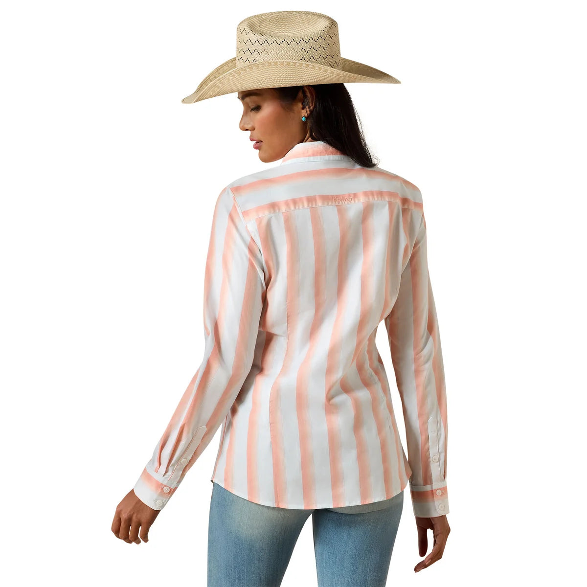 Ariat Women's Kirby Long Sleeve Peach Amber Stripe Shirt