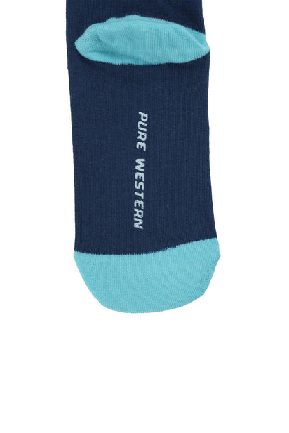 Pure Western Adults Crew Socks - Navy/Turquoise