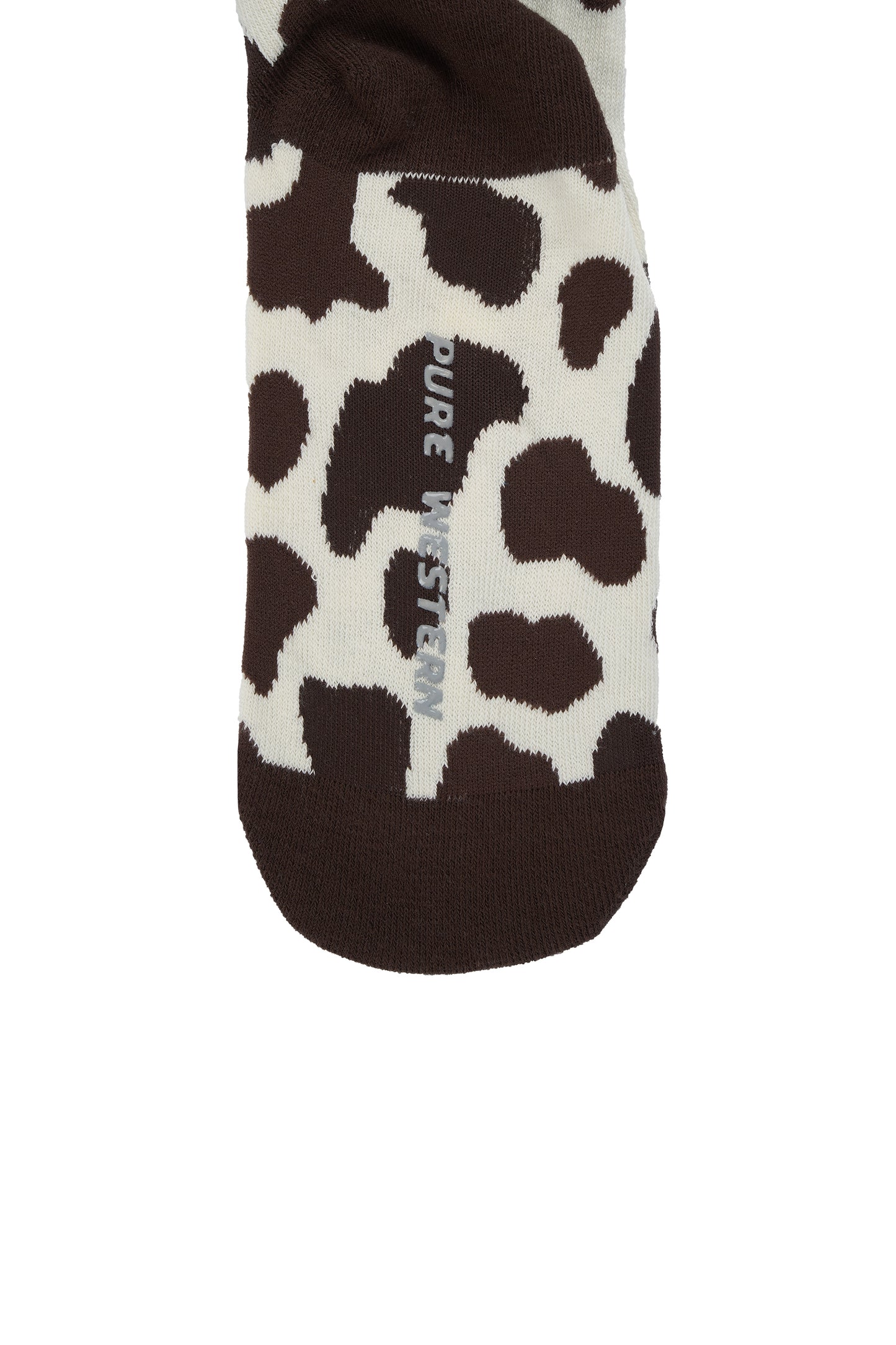 Pure Western Adults Crew Socks - Black/Tan Cow Print