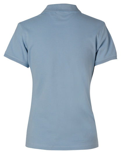 Ladies Longbeach Pique S/S Polo - Spring Blue