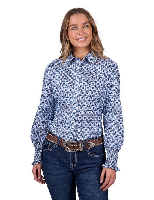 Pure Western Women's Norma L/S Shirt - Blue