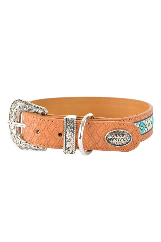 P/W Tan/Blue Remy Dog Collar