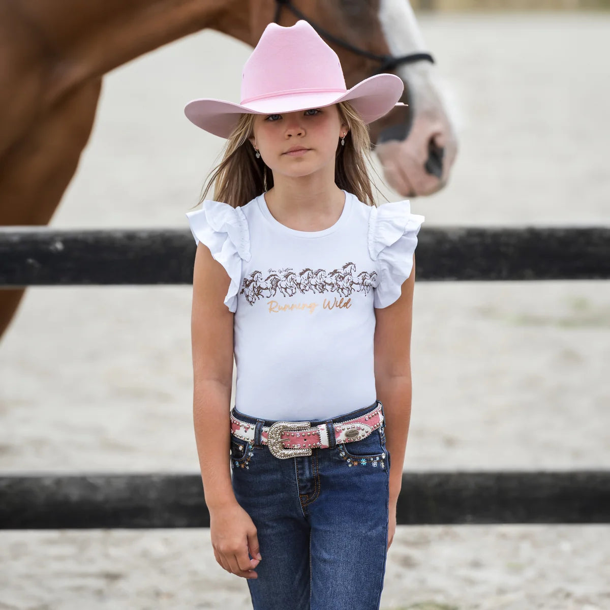 Pure Western Girl's Harper Short Sleeve Tee - White