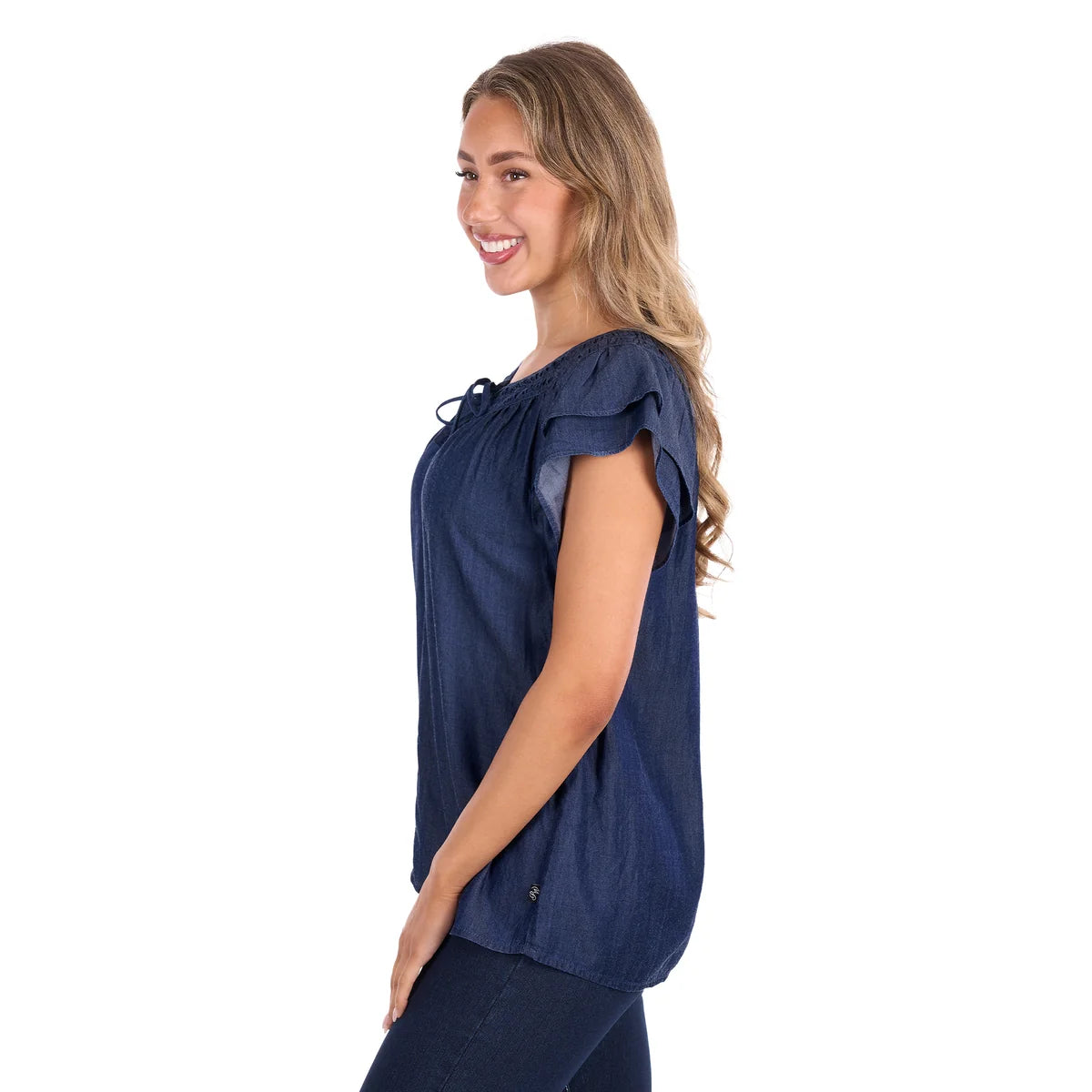 Pure Western Women's Connie SL Blouse - Dark Denim