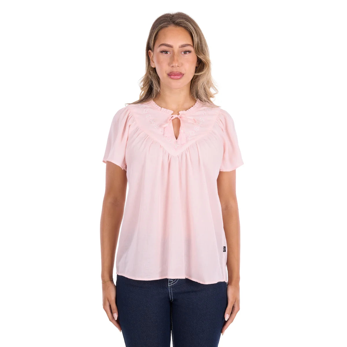 Pure Western Women's Leslie Short Sleeve Blouse - Blush