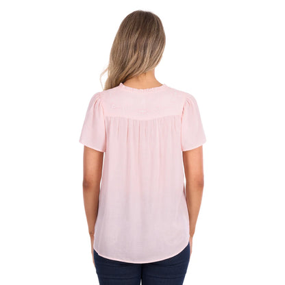 Pure Western Women's Leslie Short Sleeve Blouse - Blush