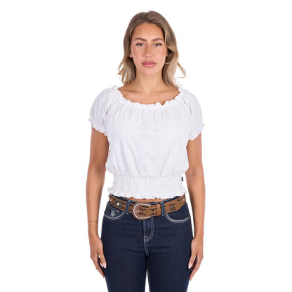 Pure Western Women's Montana Short Sleeve Blouse - White
