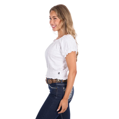 Pure Western Women's Montana Short Sleeve Blouse - White