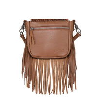 Montana West Genuine Leather Tooled Collection Fringe Crossbody