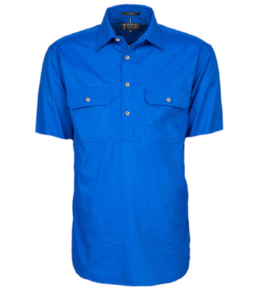 Mens Closed Front S/S Shirt Cobalt Blue