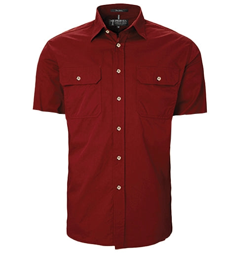 Mens Pilbara Open Front S/S Shirt Ochre