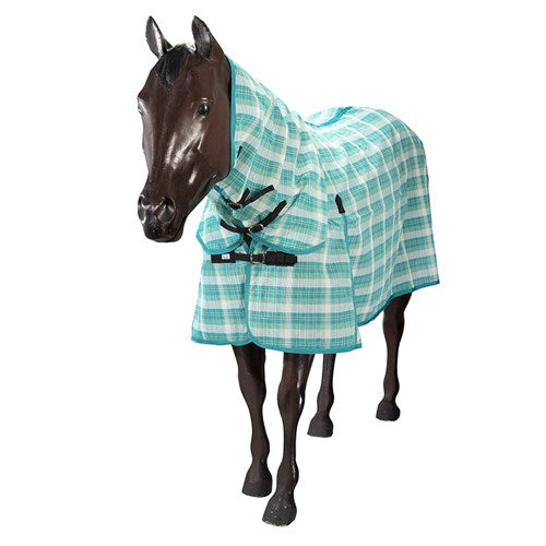 STC PVC Shade Mesh Horse Rug Combo - Teal/White Check