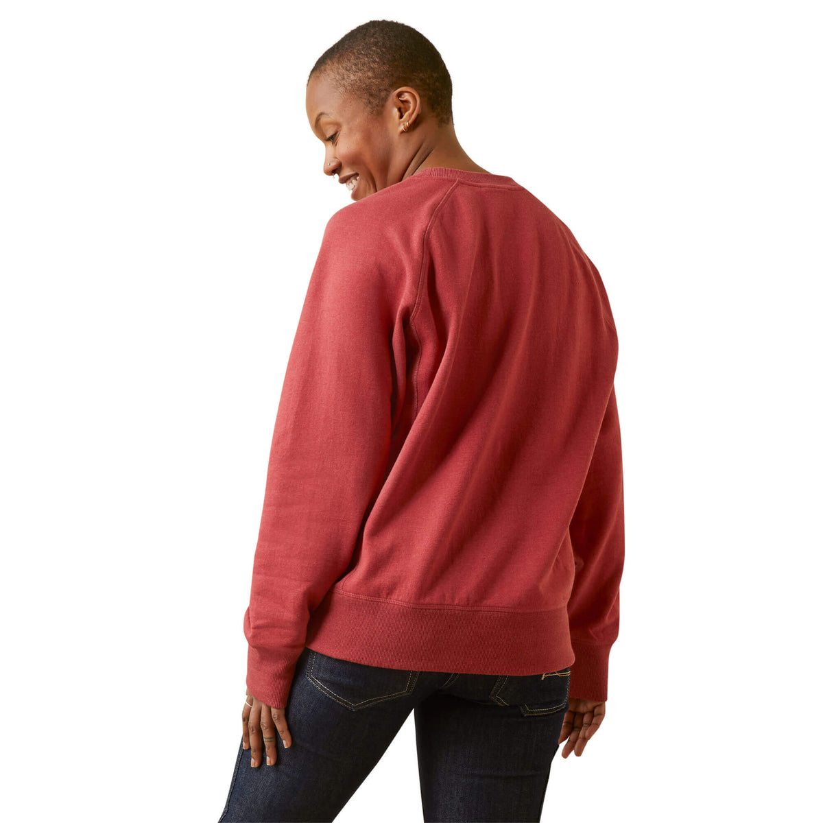 Ariat Women's Rebar Workman Washed Fleece Sweatshirt Red Dahlia Heather