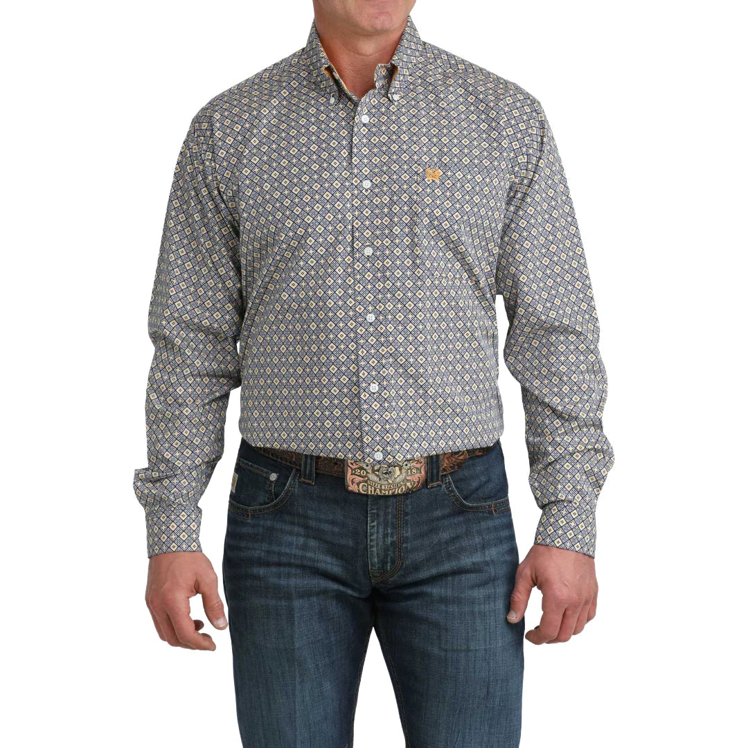 Cinch Navy/Yellow Pattern Men's Shirt