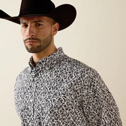 Ariat Men's Janson Classic Fit Long Sleeve Shirt - White / Grey