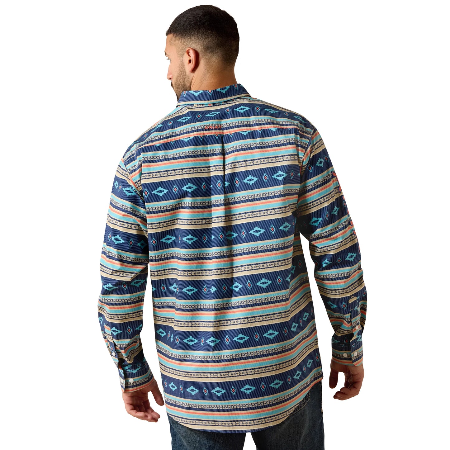 Ariat Men's Team Jet Classic Fit Long Sleeve Shirt Nav / Orange