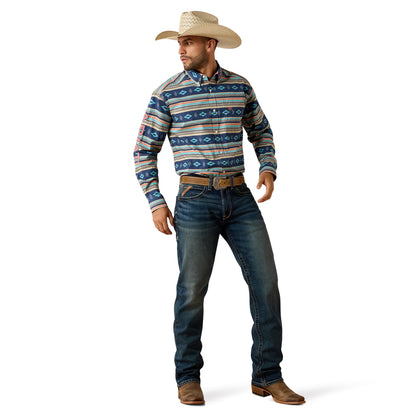 Ariat Men's Team Jet Classic Fit Long Sleeve Shirt Nav / Orange