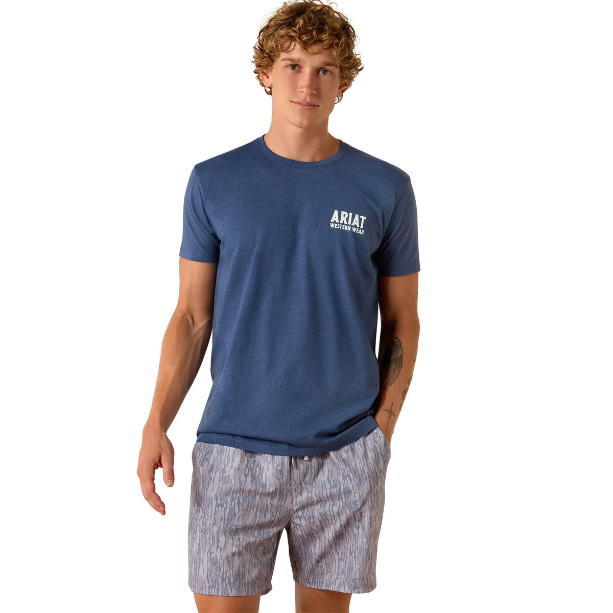 Ariat Men's Outline Shop Short Sleeve Tee Navy Heather