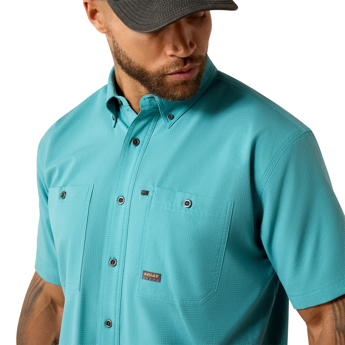 Ariat Men's Rebar Made Tough 360 Airflow Short Sleeve Work Shirt Teal