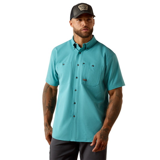Ariat Men's Rebar Made Tough 360 Airflow Short Sleeve Work Shirt Teal