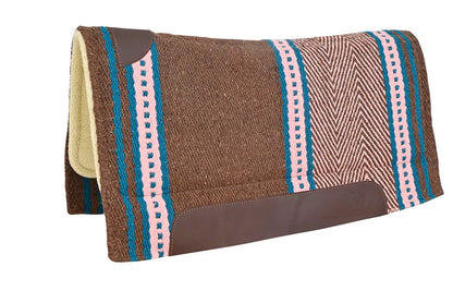 Western Show Contoured Pads with Fleece Underlay 36" x 34" Brown/Pink