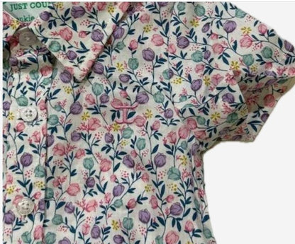 Just Country Infant Frankie S/S Full Button Jumpsuit White Tulips