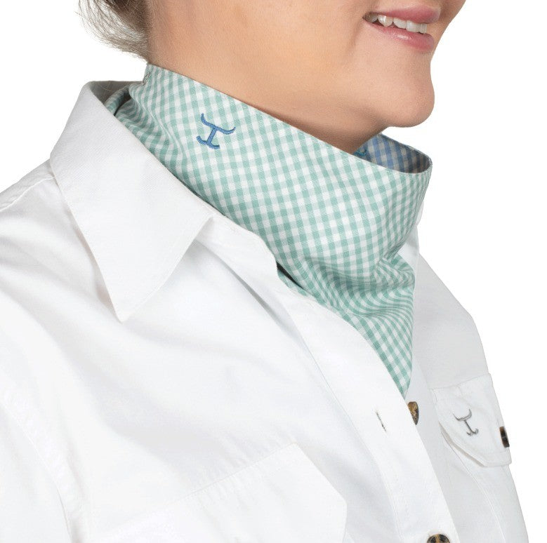 J/Country Women's Carlee Scarf Dusty Blue/Sea Green Mini Check