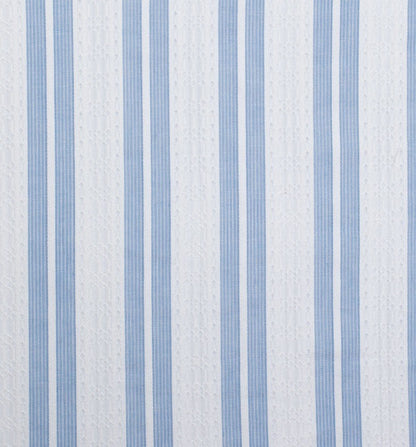 Just Country Women's Abbey Frills Full Button Print Work Shirt White & Denim Stripe Lace