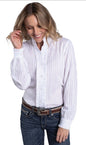 Just Country Women's Abby Frills Full Button Print Work shirt White Lace