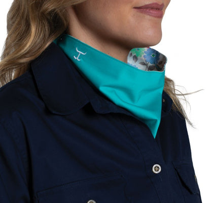 Just Country Carlee Double Sided Scarf Turquoise / White Confetti Floral