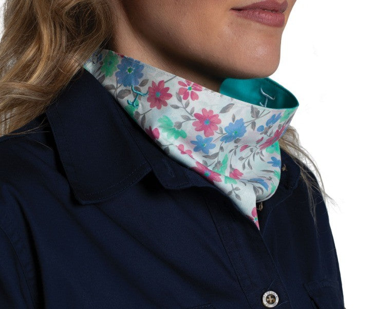 Just Country Carlee Double Sided Scarf Turquoise / White Confetti Floral