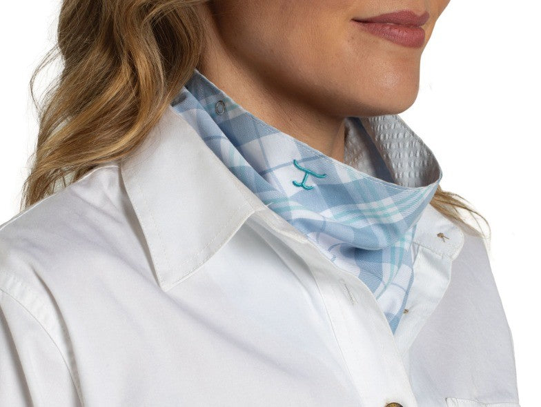 Just Country Carlee Double Sided Scarf Bluebell & White Plaid / Arctic Ice