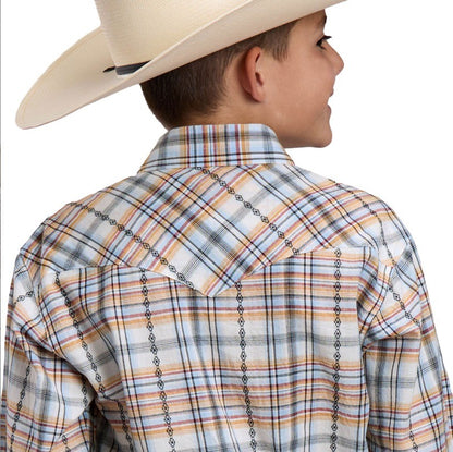 Roper Boy's West Made Collection Long Sleeve Shirt Plaid White