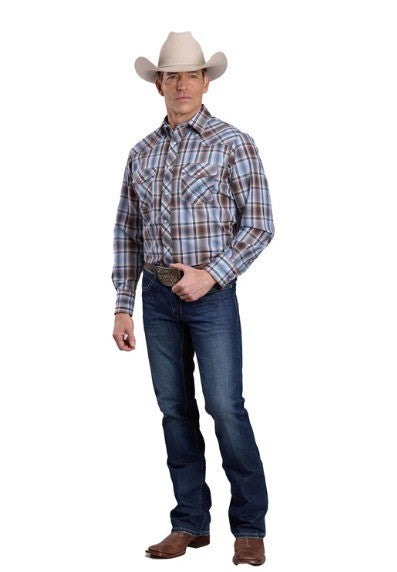 Roper Men's Karman Classic Collection LS Shirt - Plaid/ Brown