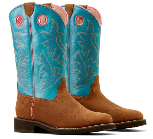 Ariat Womens Elko Chestnut Suede/Basin Blue