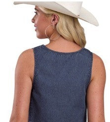 Roper Women's Five-Star Collection Shruken Vest Solid Blue
