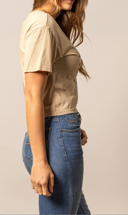 Kimes Ranch Ladies Bison Skull Tee - Tan