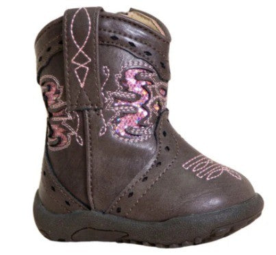 Roper - Lexi Kids Boots - Chocolate / Pink Glitter
