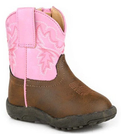 Roper Gretchen Kids Boots - Tan /Pink
