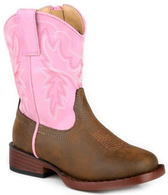 Roper Gretchen Kids Boots - Tan /Pink