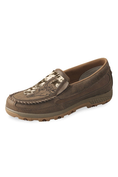 Twisted X Cow Fur Out Cellstretch Mocs Slip on