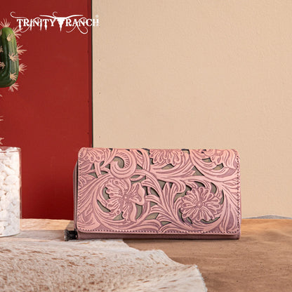 Trinity Ranch Floral Tooled Collection Wallet - Pink