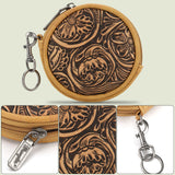 Wrangler Floral Tooled Circular Coin Pouch Bag Charm - Light Brown