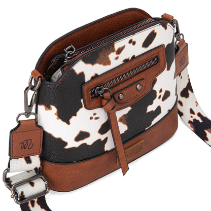 Wrangler Cow Print Crossbody Bag - Brown