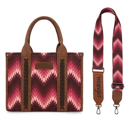 Wrangler Southwestern Pattern Dual Sided Print Tote/Crossbody - DARK PINK